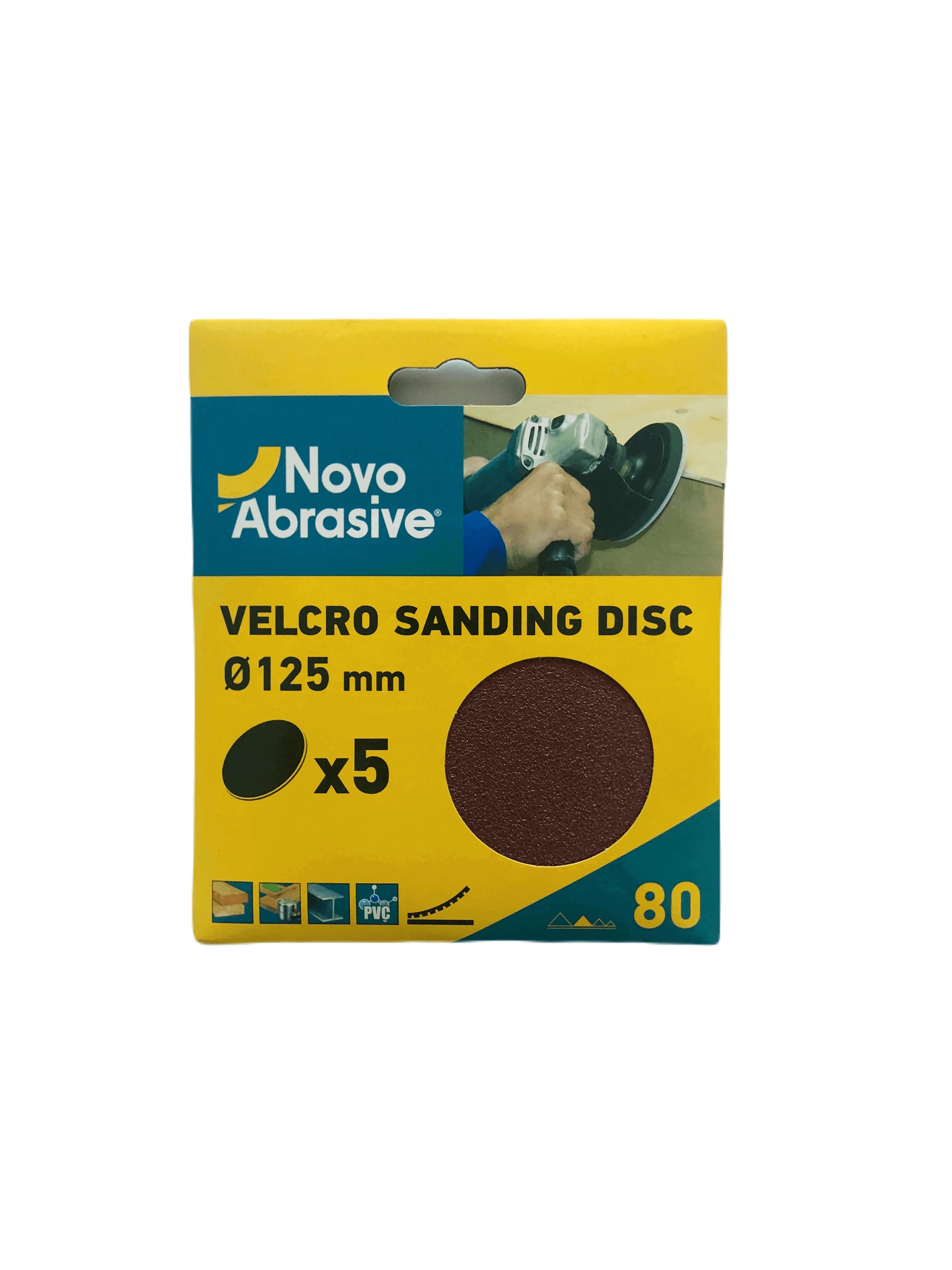 Круг шліфувальний самозачепний NovoAbrasive 125 мм, Р80, 5шт.